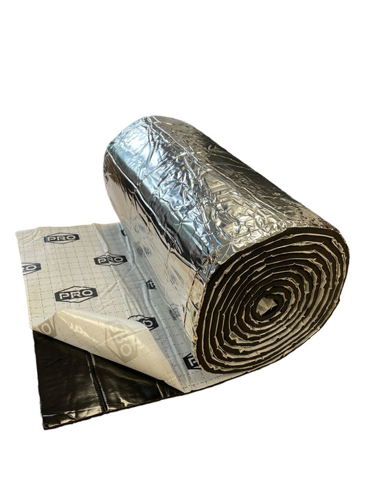 PRO® Thermo Rubber Foam with Foil 6mm Sound Absorbing Thermal Deadn Mat roll 50cm x 5m 2.5sqm